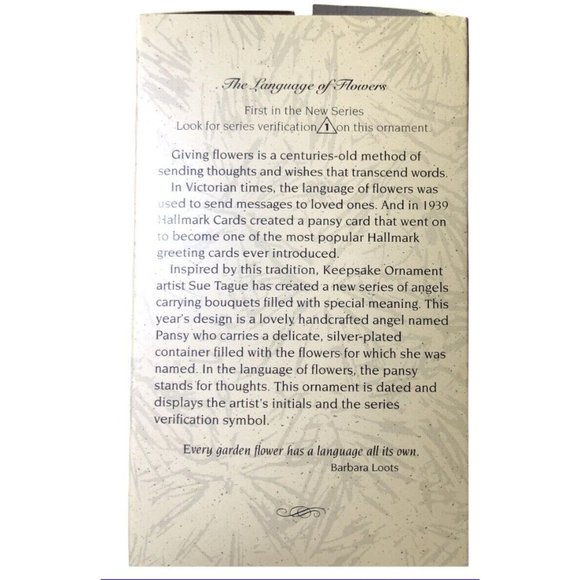 Hallmark 1996 Keepsake "Pansy Angel" The Language Of‎ Flowers Showcase Ornament - Picture 5 of 6